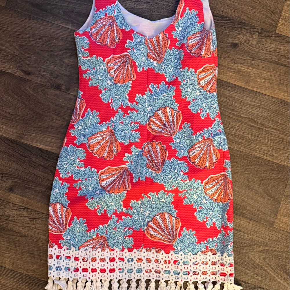 Lilly Pulitzer Watermelon Coralina Thompson Shift Dress crochet tassel